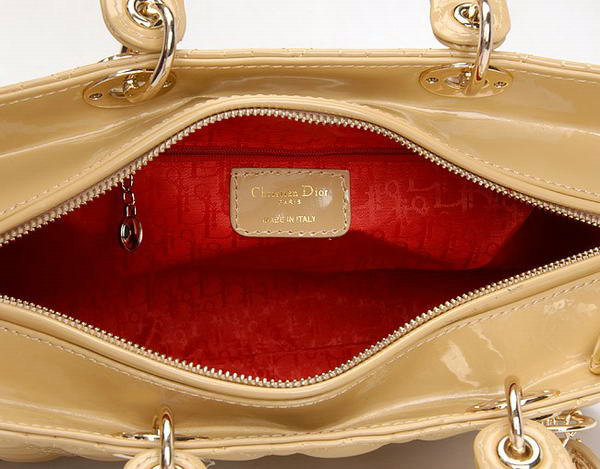 replica jumbo lady dior patent leather bag 6322 apricot with gold - Click Image to Close